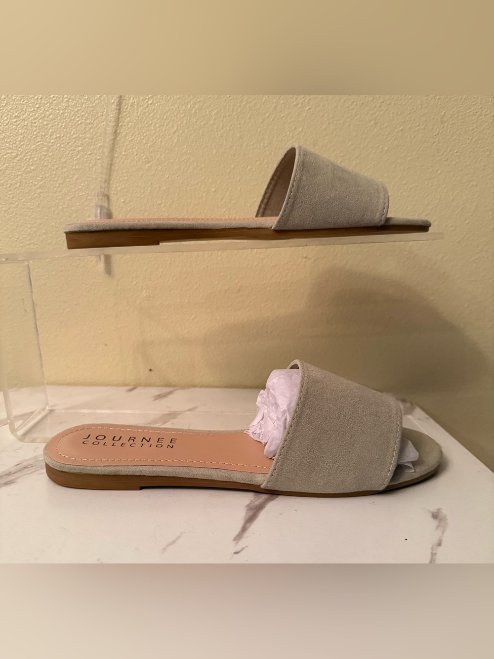 Journee Collection Sage Suede Slide Sandals, NIB, Size 8-1/2